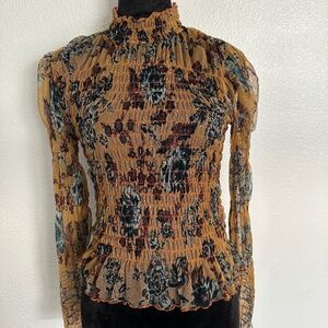 Free People reschedule mesh floral Top